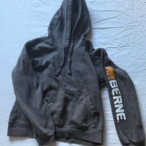 Berne Women's grey Logo Hoodie Sweatshirt